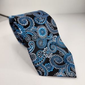BERGAMO NEW YORK Blue Paisley Tie.